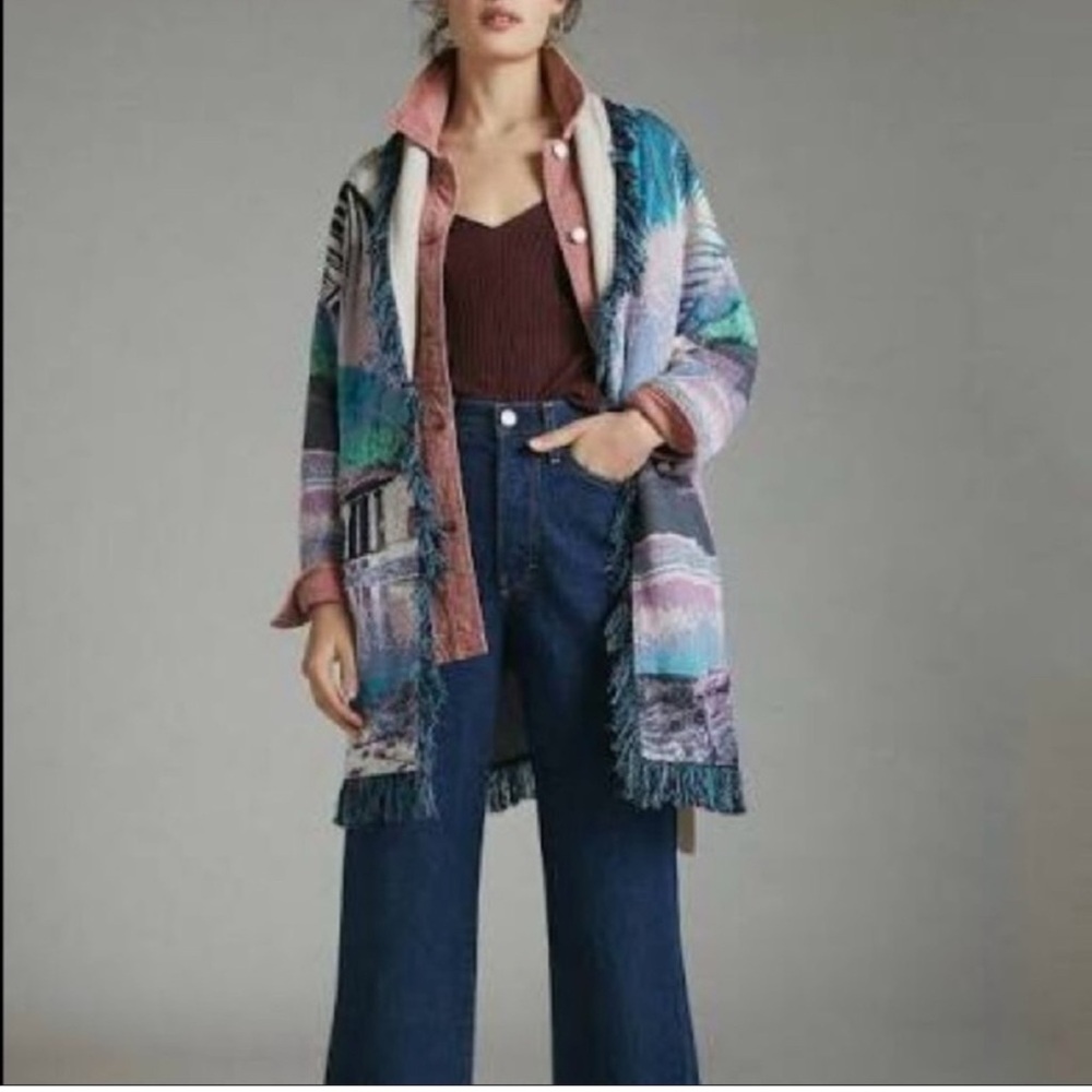 ANTHROPOLOGIE ALDO MARTINS MOIRA FRINGED‎ CARDIGAN medium